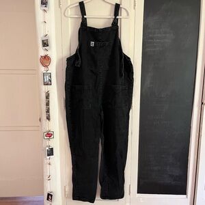 Lucy & Yak Atlas Dungaree: ORGANIC DENIM - Washed Black M (UK 12-14 REG)